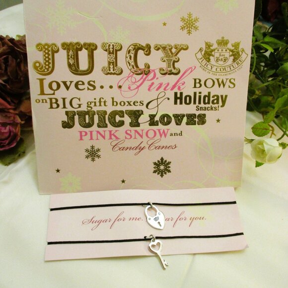 JUICY COUTURE Padlock Key Charm Necklace Pair ~ Juicy Couture LOVE Charm Set - Picture 4 of 14
